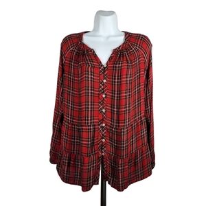 J. JILL PLAID LONG SLEEVE TOP